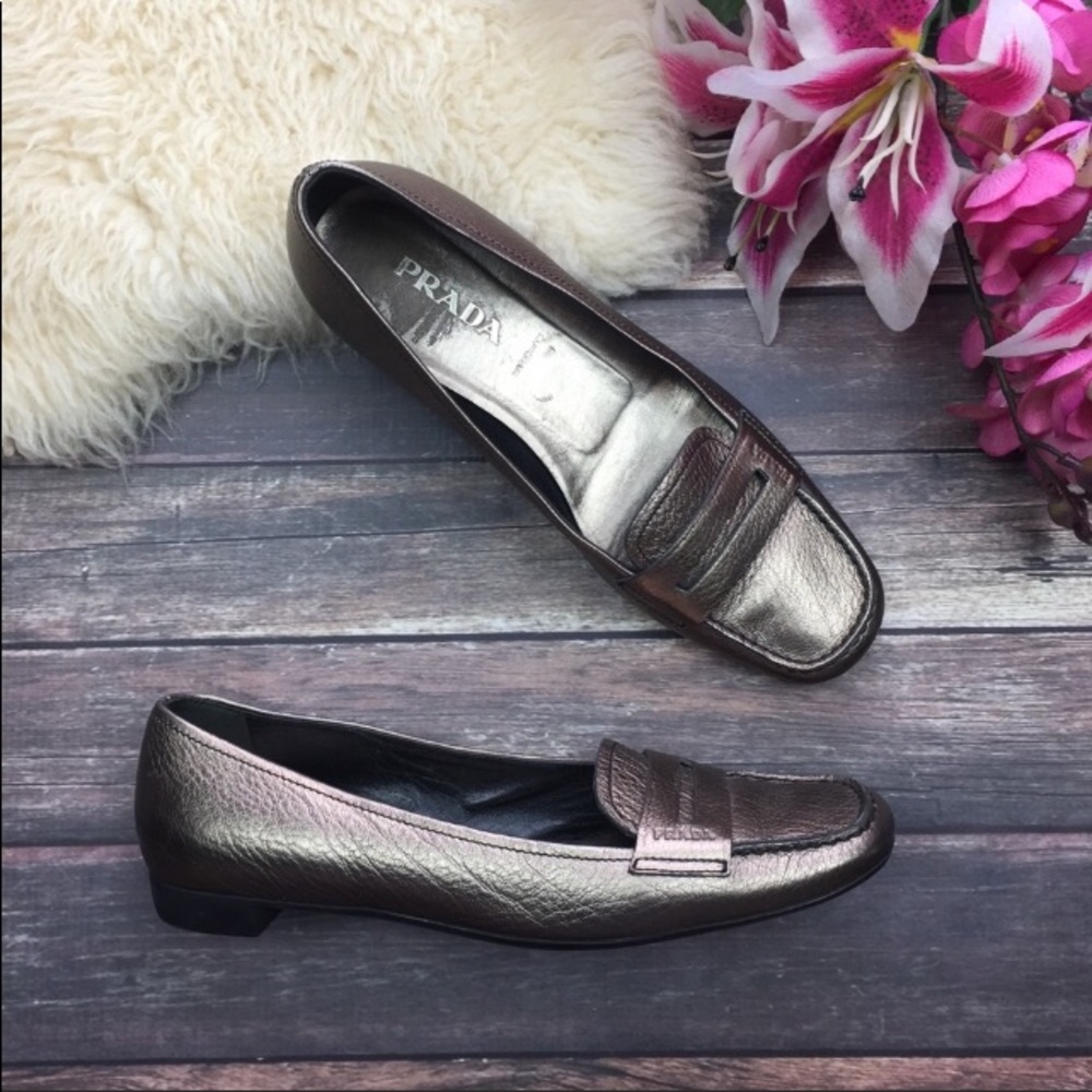 Prada Leather Penny Loafers Driving Moccasins